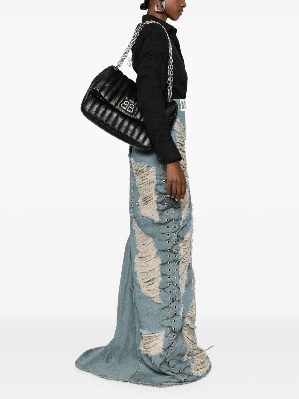 Balenciaga Medium Monaco Chain Strap Quilted Shoulder Bag — Same as shown — Size One Size — Side View