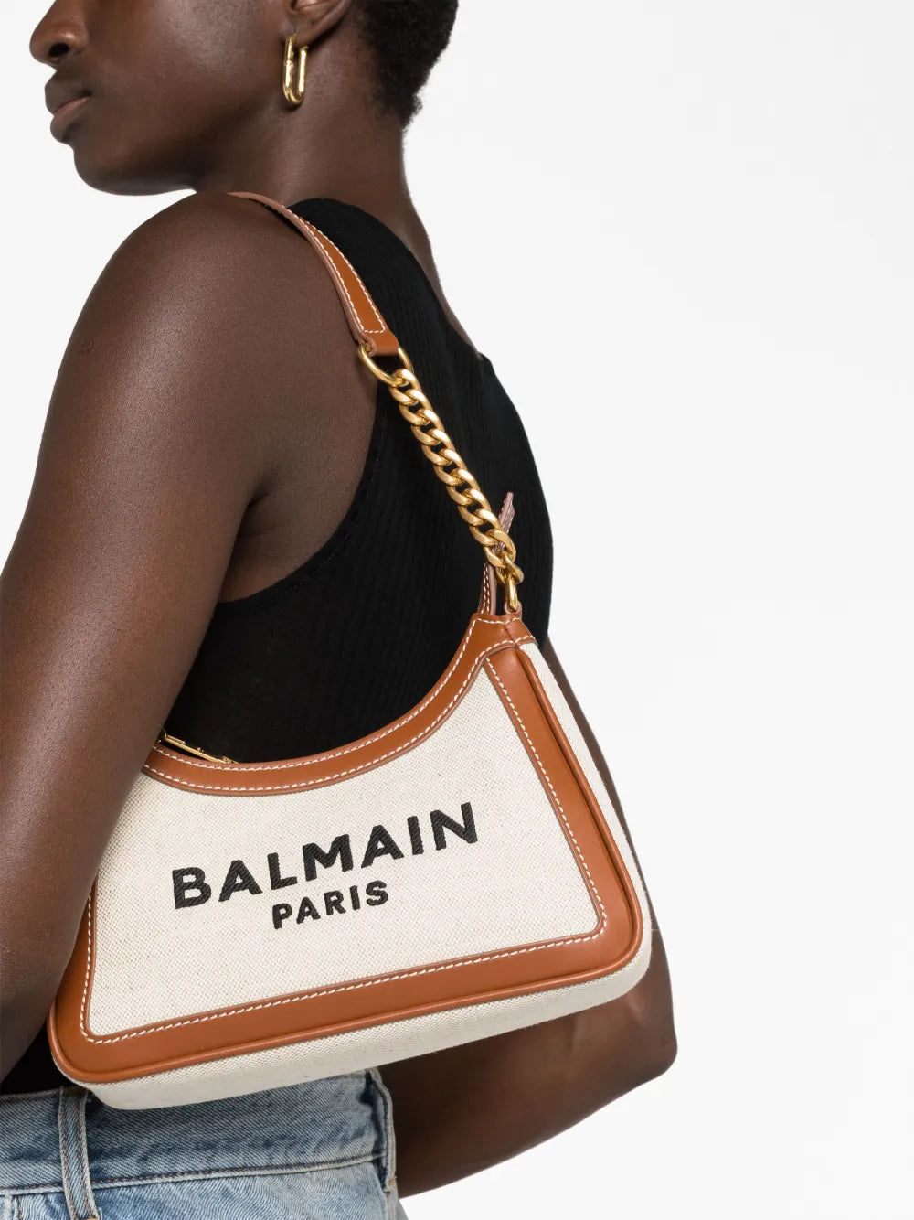 Balmain B Army Logo Print Shoulder Bag — Same as shown — Size One Size — Back View