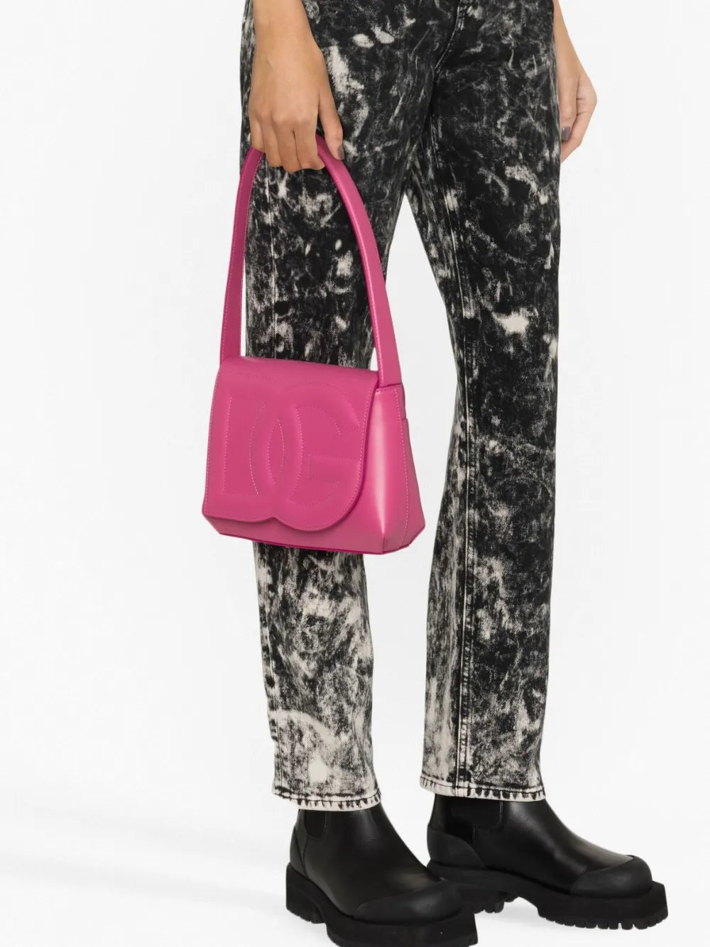 Dolce Gabbana Dg Logo Leather Shoulder Bag — Same as shown — Size One Size — Back View