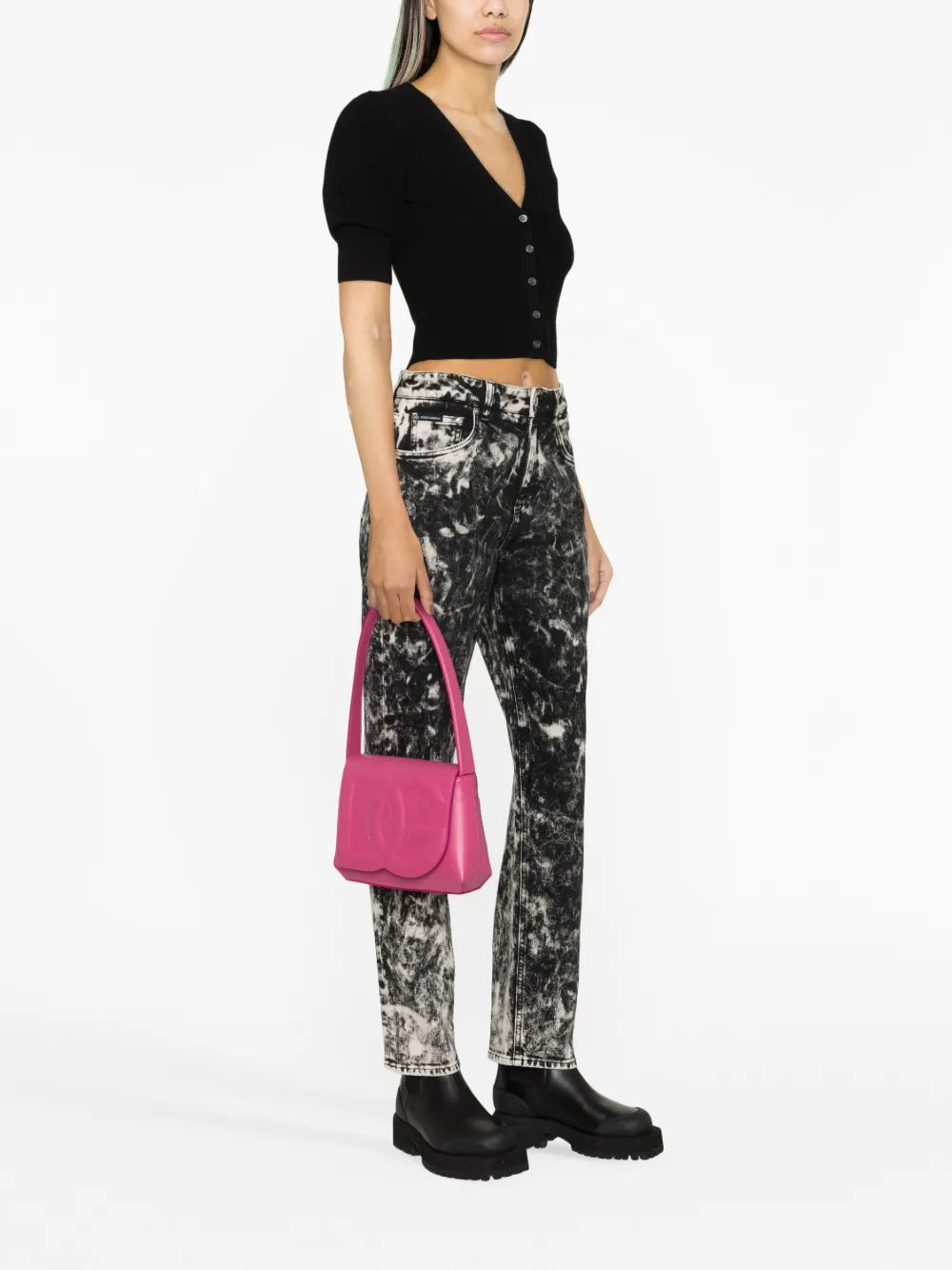 Dolce Gabbana Dg Logo Leather Shoulder Bag — Same as shown — Size One Size — Side View