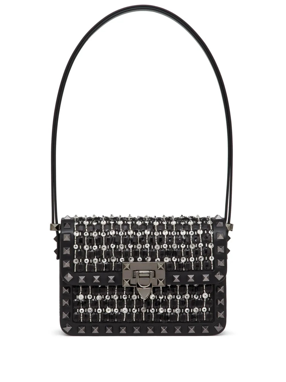 Valentino Garavani Small Rockstud23 Embroidered Shoulder Bag — Same as shown — Size One Size — Front View