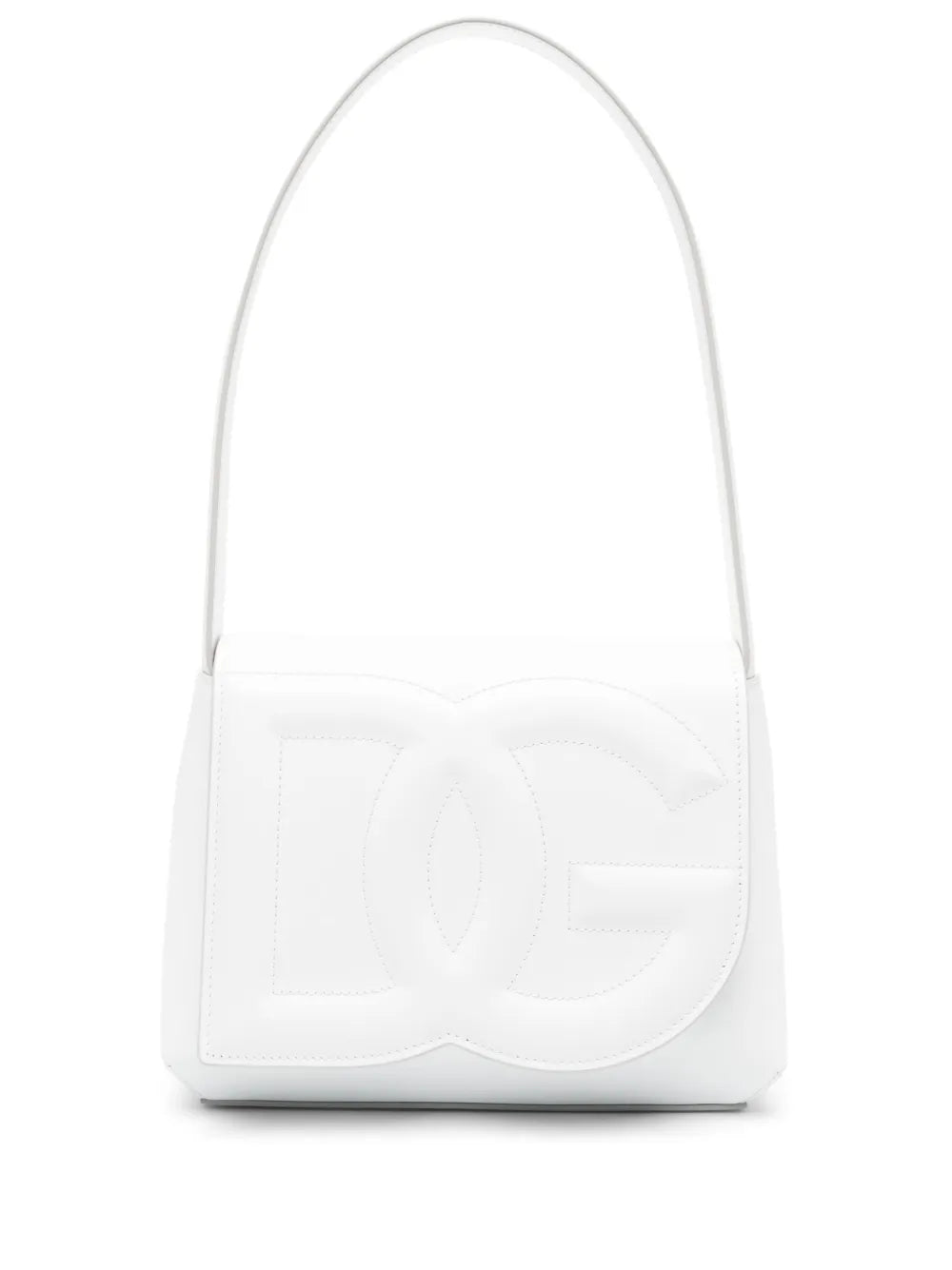 Dolce Gabbana Logo Embossed Leather Shoulder Bag — Same as shown — Size One Size — Front View