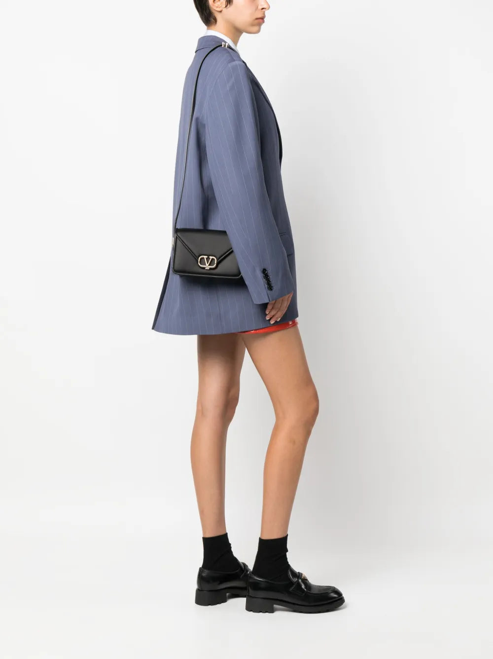 Valentino Garavani Small Letter Leather Shoulder Bag — Same as shown — Size One Size — Side View