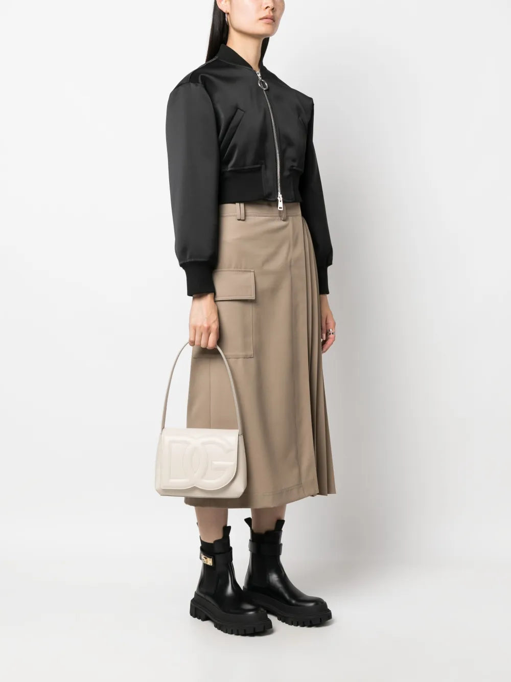Dolce Gabbana Dg Logo Leather Shoulder Bag — Same as shown — Size One Size — Side View