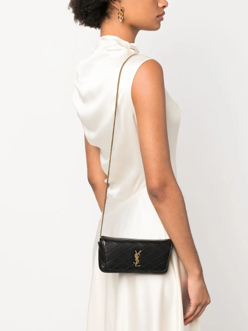 Saint Laurent Gaby Quilted Phone Case Bag — Same as shown — Size One Size — Side View