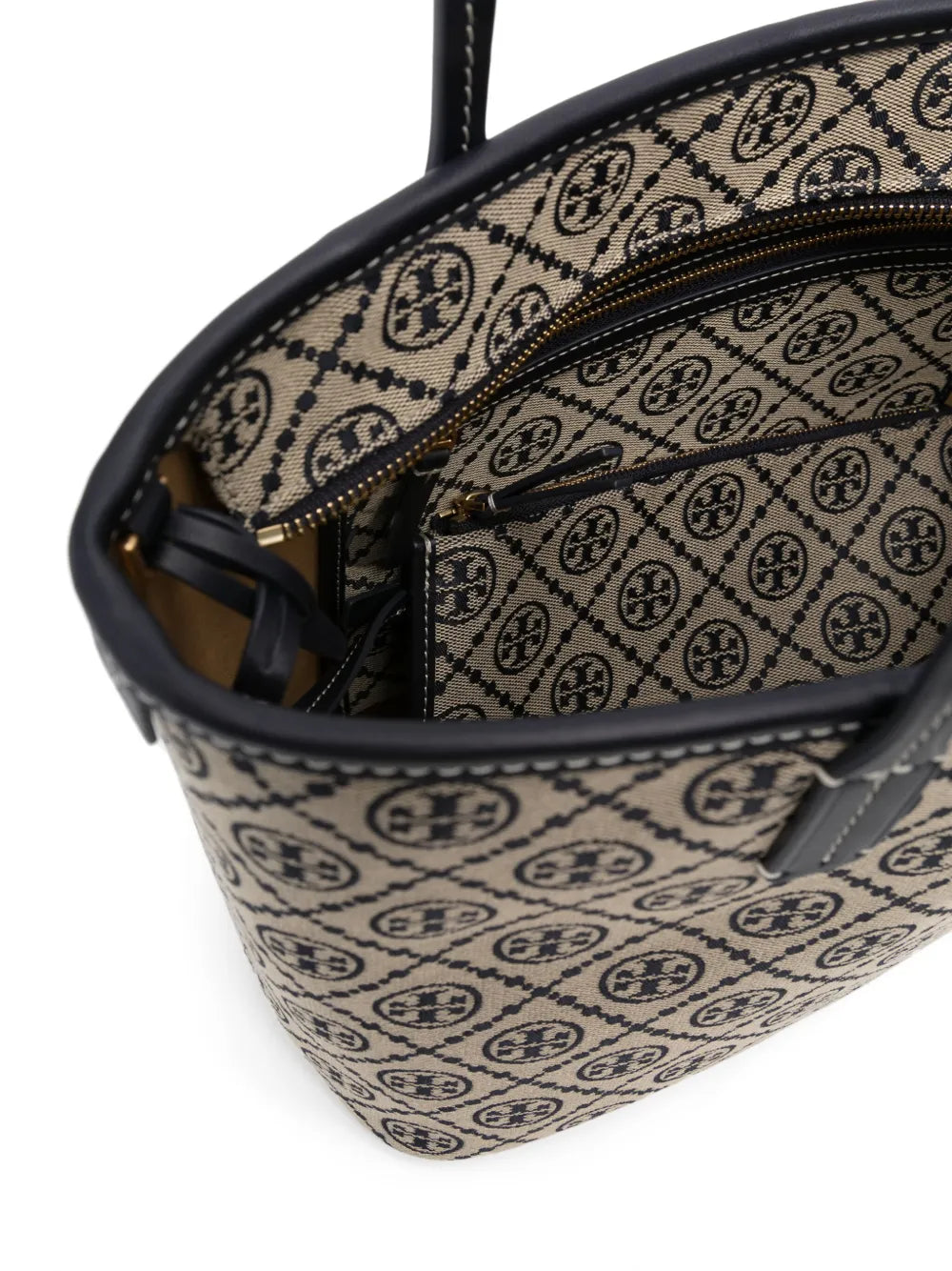 Tory Burch Small T Monogram Zip Tote Bag — Same as shown — Size One Size — Detail View
