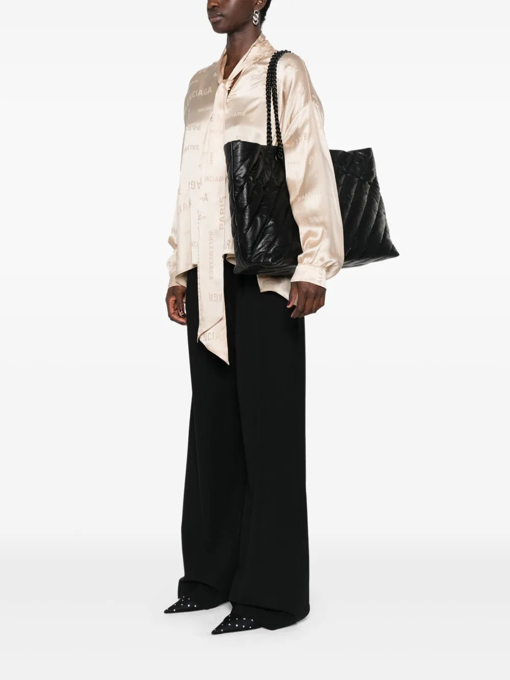 Balenciaga Large Crush Quilted Tote Bag — Same as shown — Size One Size — Side View