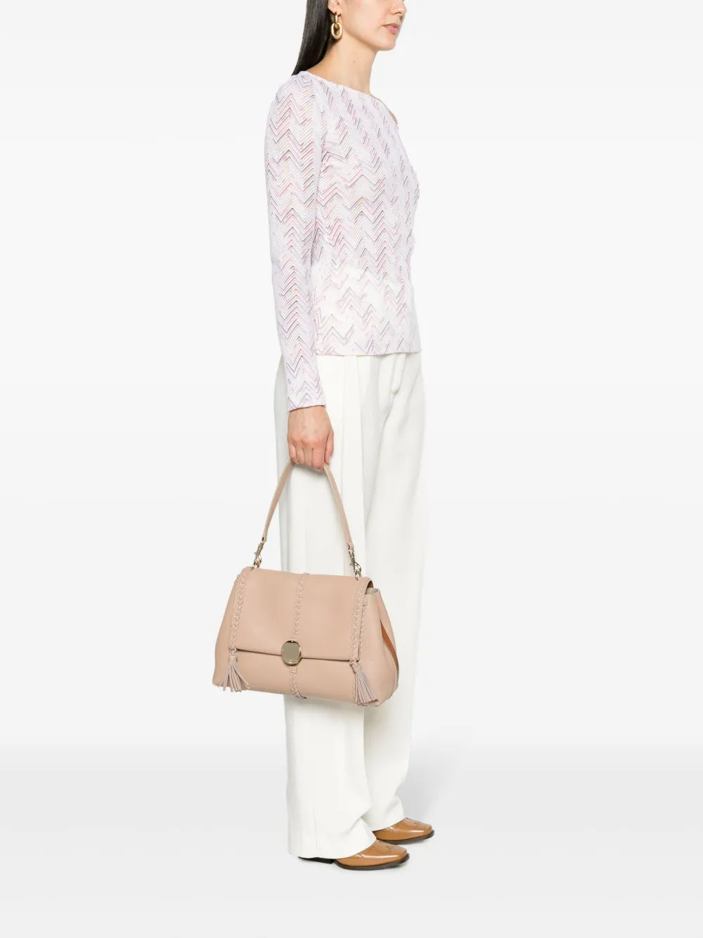 Chloe Medium Penelope Leather Shoulder Bag — Same as shown — Size One Size — Side View