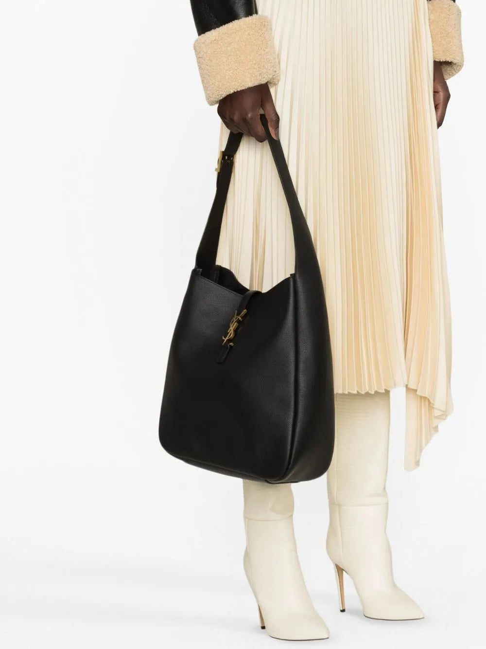 Saint Laurent Large Le 5 A 7 Leather Shoulder Bag — Same as shown — Size One Size — Back View