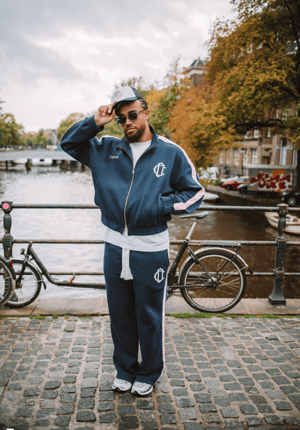 Cardair Club Emblem Track Pants - Navy — XS — Side View