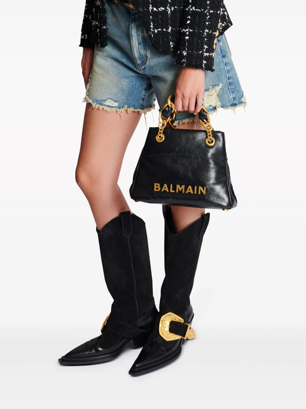 Balmain Small 1945 Soft Leather Tote Bag — Same as shown — Size One Size — Back View