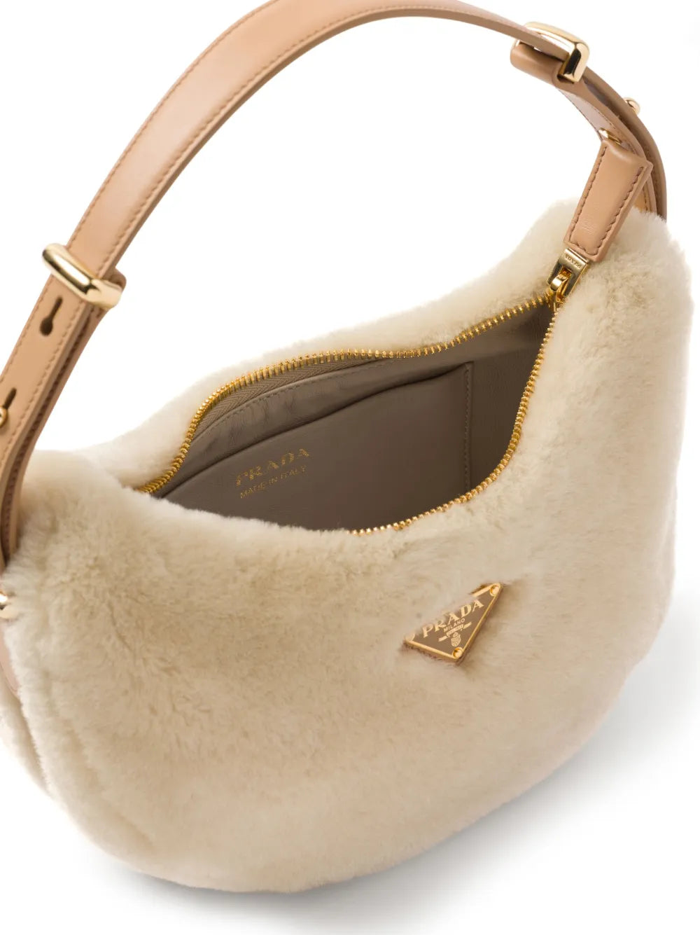 Prada Arque Shearling Shoulder Bag — Same as shown — Size One Size — Lifestyle View