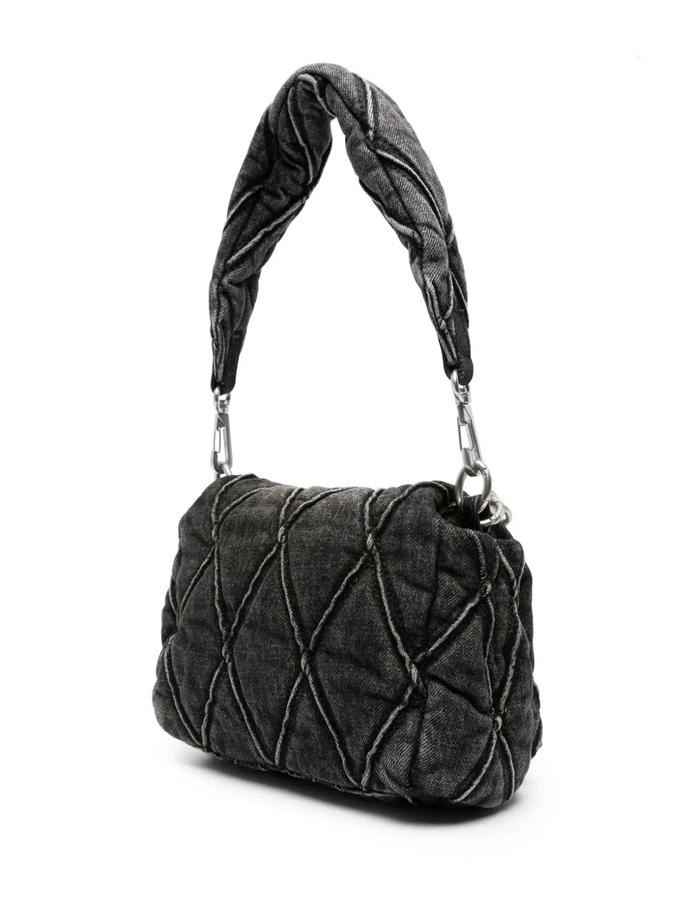 Diesel Small Logo Charm Quilted Denim Bag — Same as shown — Size One Size — Back View