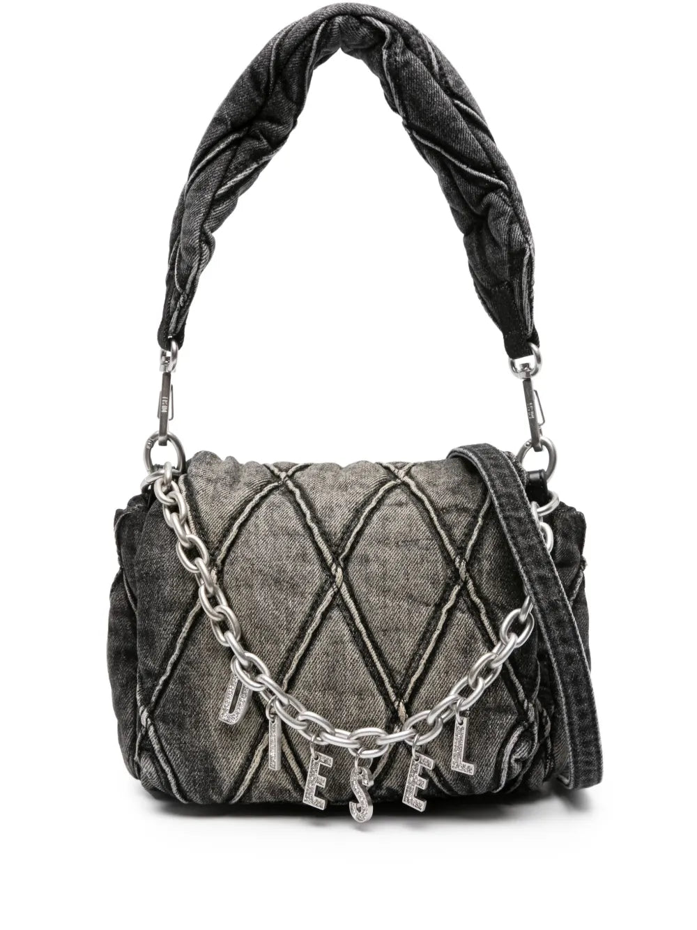 Diesel Small Logo Charm Quilted Denim Bag — Same as shown — Size One Size — Front View