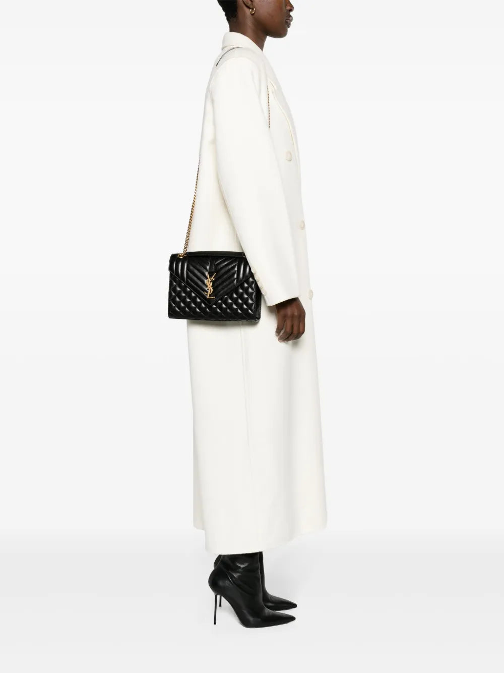 Saint Laurent Medium Envelope Leather Shoulder Bag — Same as shown — Size One Size — Side View