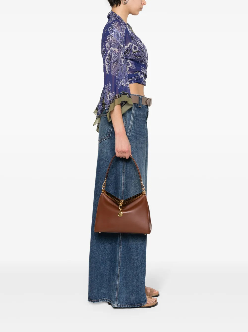 Etro Medium Vela Leather Shoulder Bag — Same as shown — Size One Size — Side View
