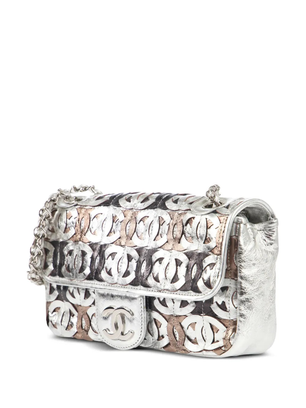 Chanel Pre Owned Classic Flap Metallic Shoulder Bag — Same as shown — Size One Size — Back View