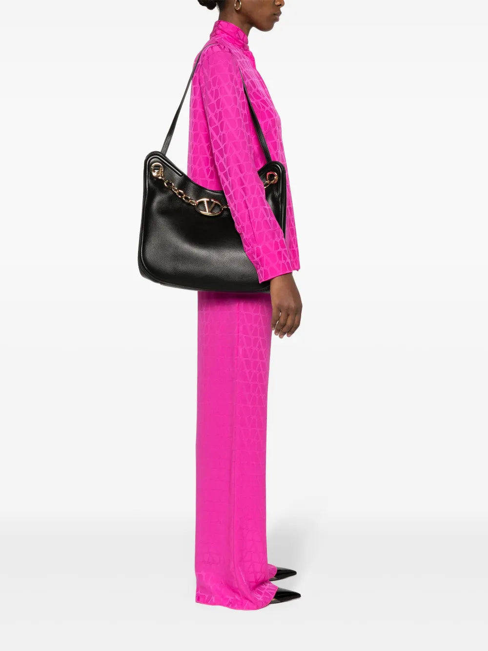 Valentino Garavani Vlogo Signature Chain Link Shoulder Bag — Same as shown — Size One Size — Side View