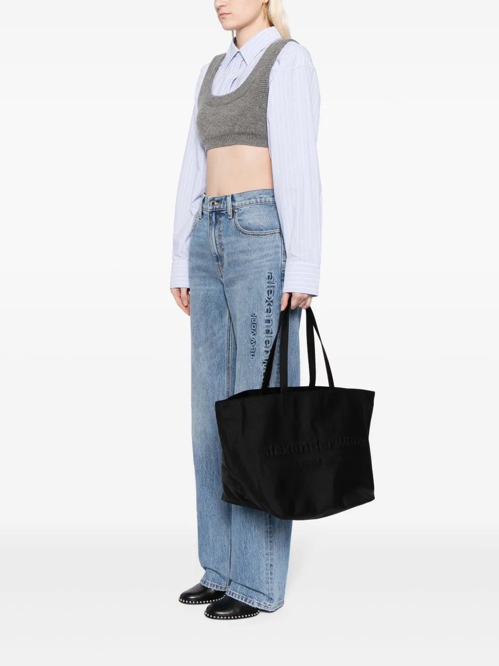 Alexander Wang Punch Logo Embossed Tote Bag — Same as shown — Size One Size — Side View