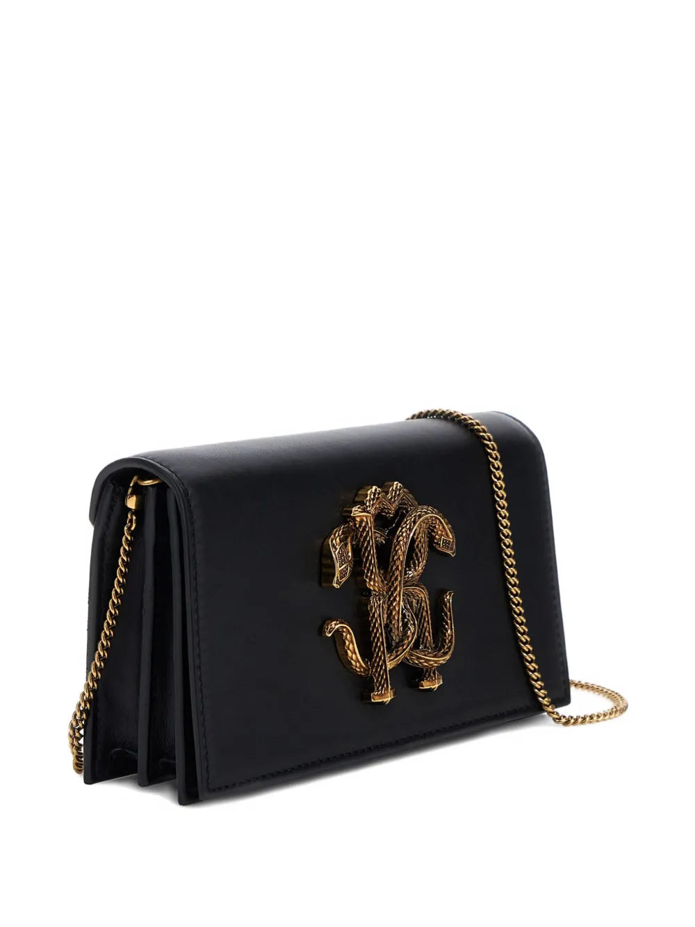 Roberto Cavalli Mirror Snake Metallic Logo Shoulder Bag — Same as shown — Size One Size — Top View