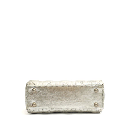 Christian Dior Tote Lady Dior - Medium in Metallic, Cannage Quilted Lambskin — Lifestyle View