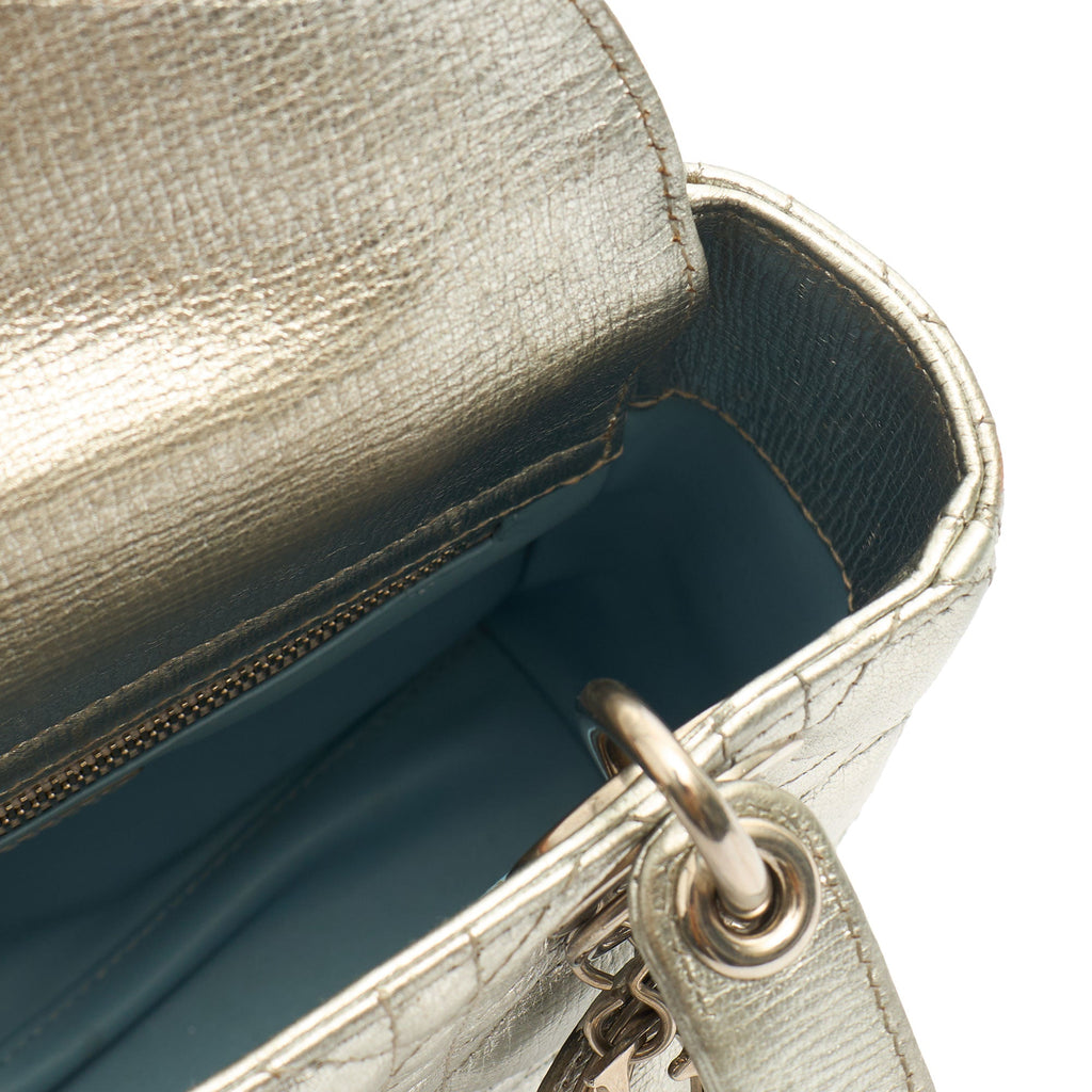 Christian Dior Tote Lady Dior - Medium in Metallic, Cannage Quilted Lambskin — Alternate View 7
