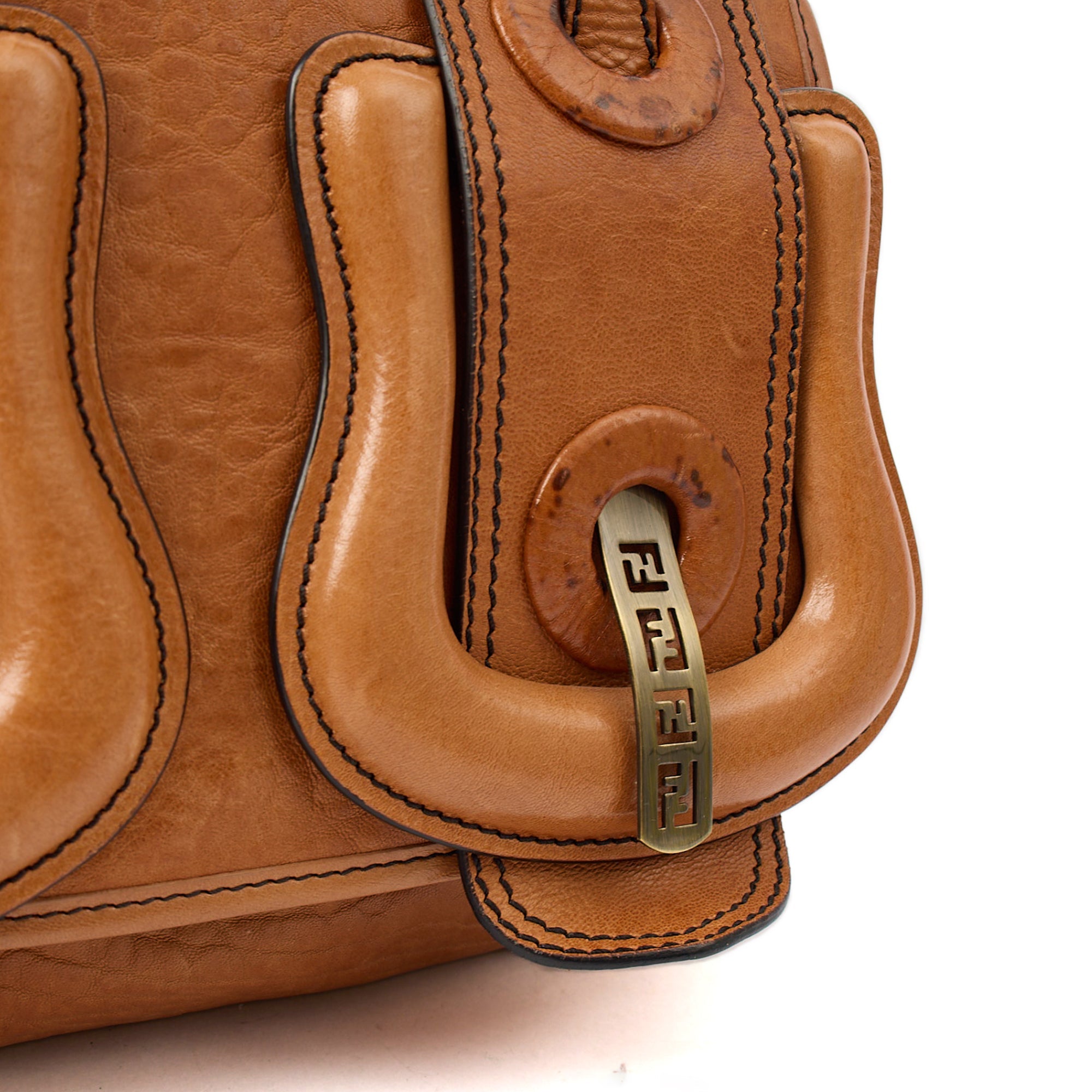 Fendi Shoulder Bag B Bag in Brown, Leather — Lifestyle View