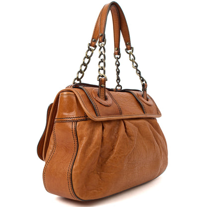 Fendi Shoulder Bag B Bag in Brown, Leather — Back View