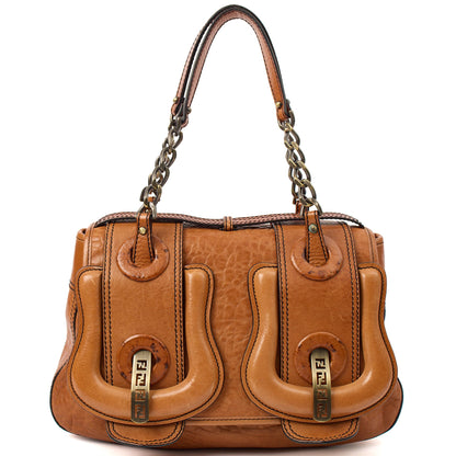 Fendi Shoulder Bag B Bag in Brown, Leather — Front View