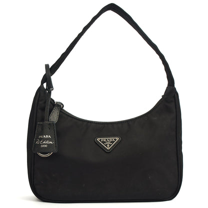 Prada Shoulder Bag Re-Edition 2000 Terry Mini Bag in Black, Nylon — Alternate View 7