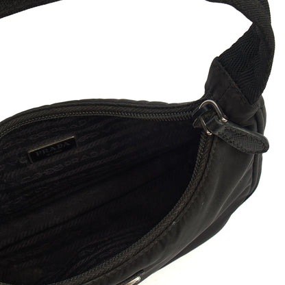 Prada Shoulder Bag Re-Edition 2000 Terry Mini Bag in Black, Nylon — Detail View