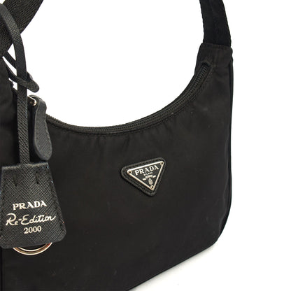 Prada Shoulder Bag Re-Edition 2000 Terry Mini Bag in Black, Nylon — Alternate View 18