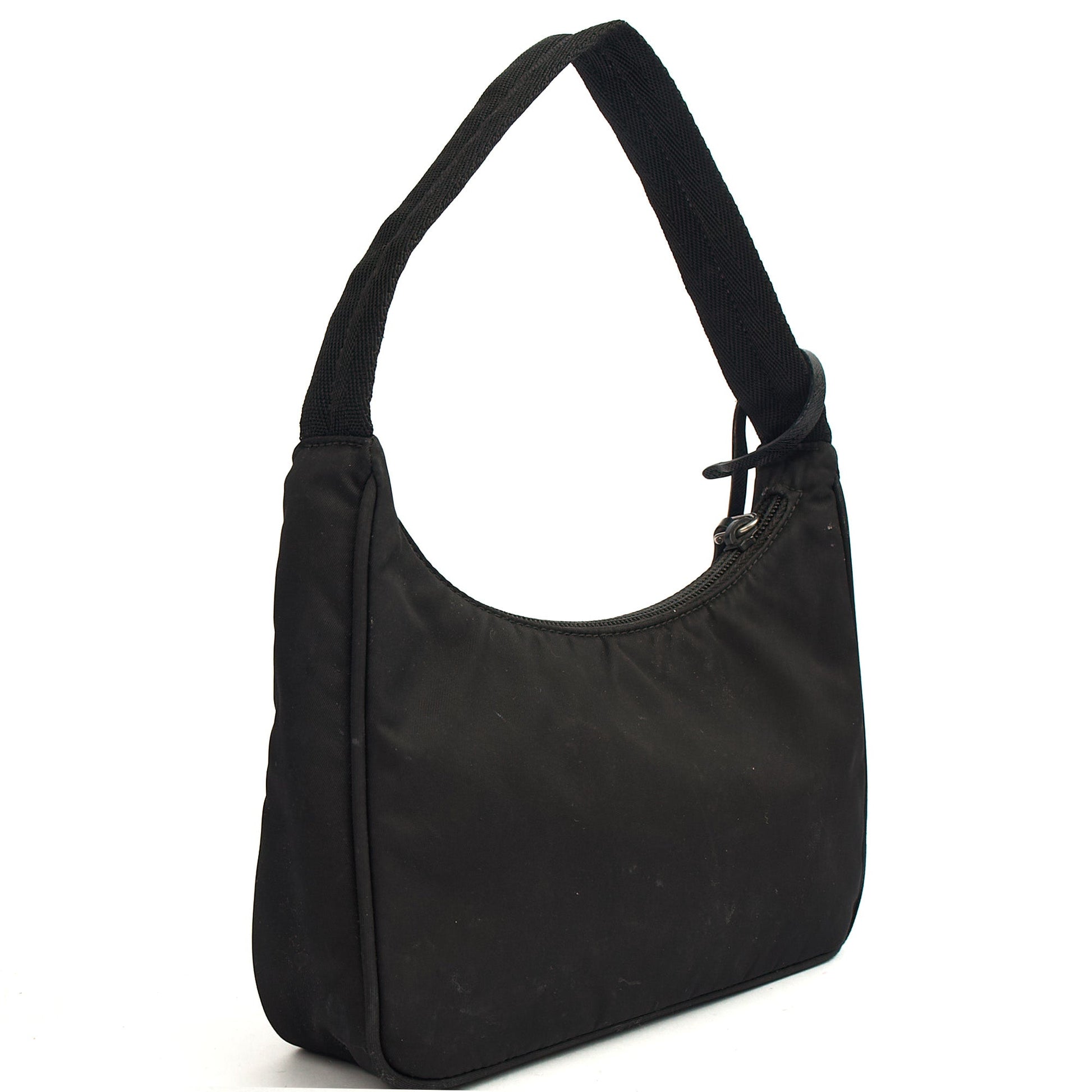 Prada Shoulder Bag Re-Edition 2000 Terry Mini Bag in Black, Nylon — Side View