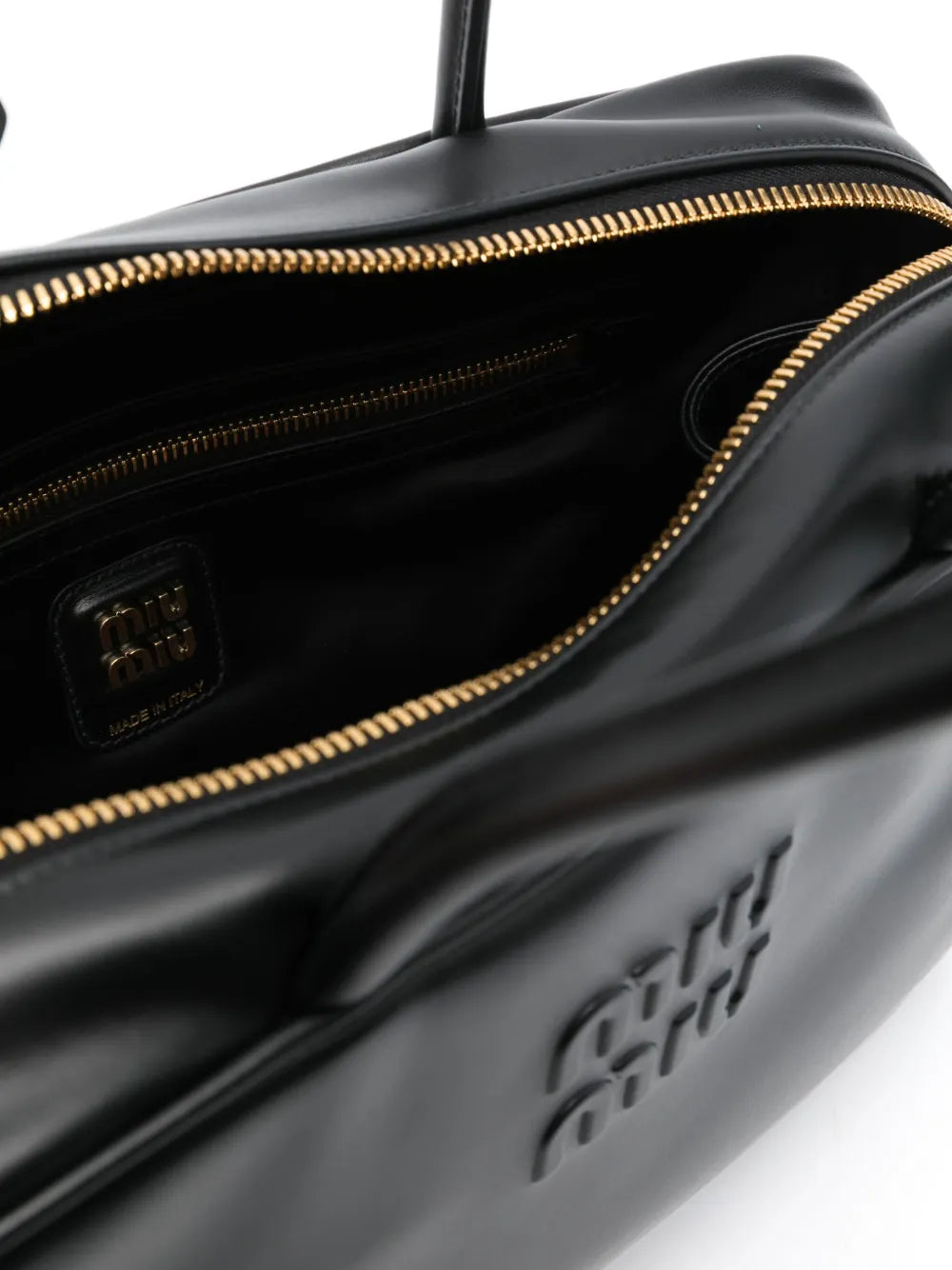 Miu Miu Logo Embossed Leather Shoulder Bag — Same as shown — Size One Size — Detail View