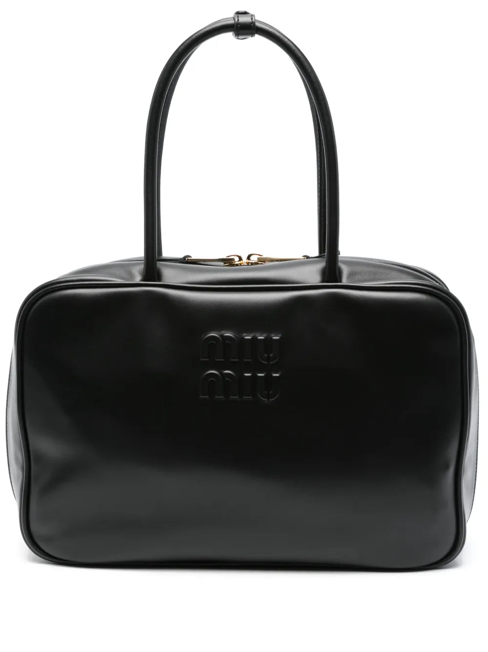 Miu Miu Logo Embossed Leather Shoulder Bag — Same as shown — Size One Size — Front View