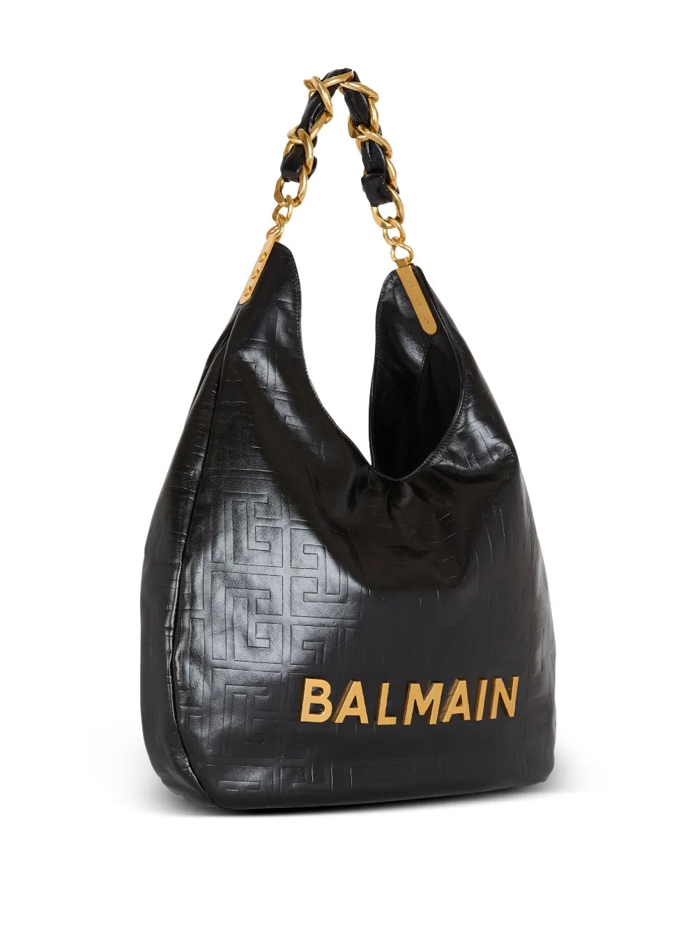 Balmain 1945 Crinkled Leather Shoulder Bag — Same as shown — Size One Size — Detail View