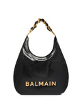 Balmain 1945 Crinkled Leather Shoulder Bag — Same as shown — Size One Size — Front View