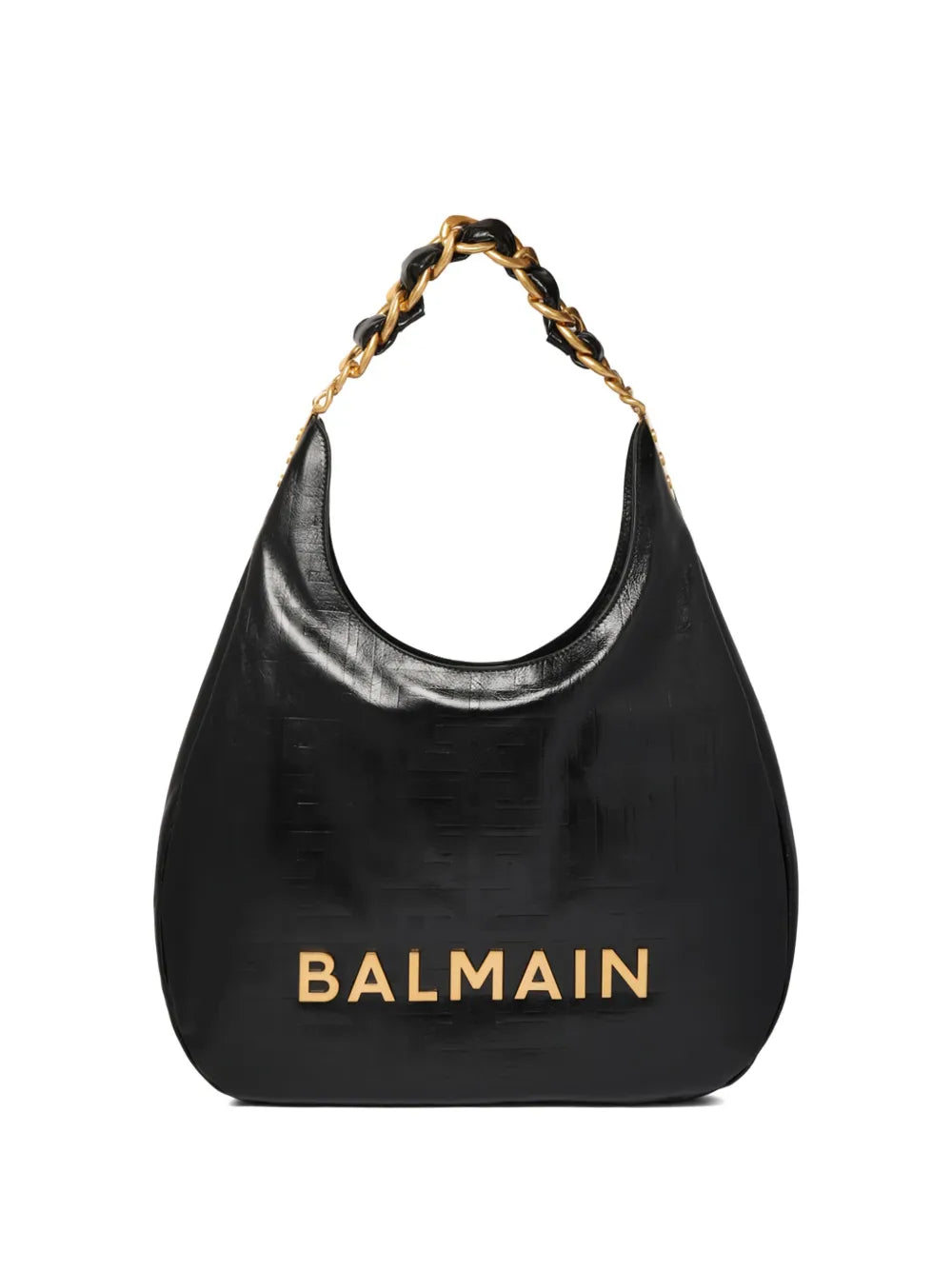 Balmain 1945 Crinkled Leather Shoulder Bag — Same as shown — Size One Size — Front View