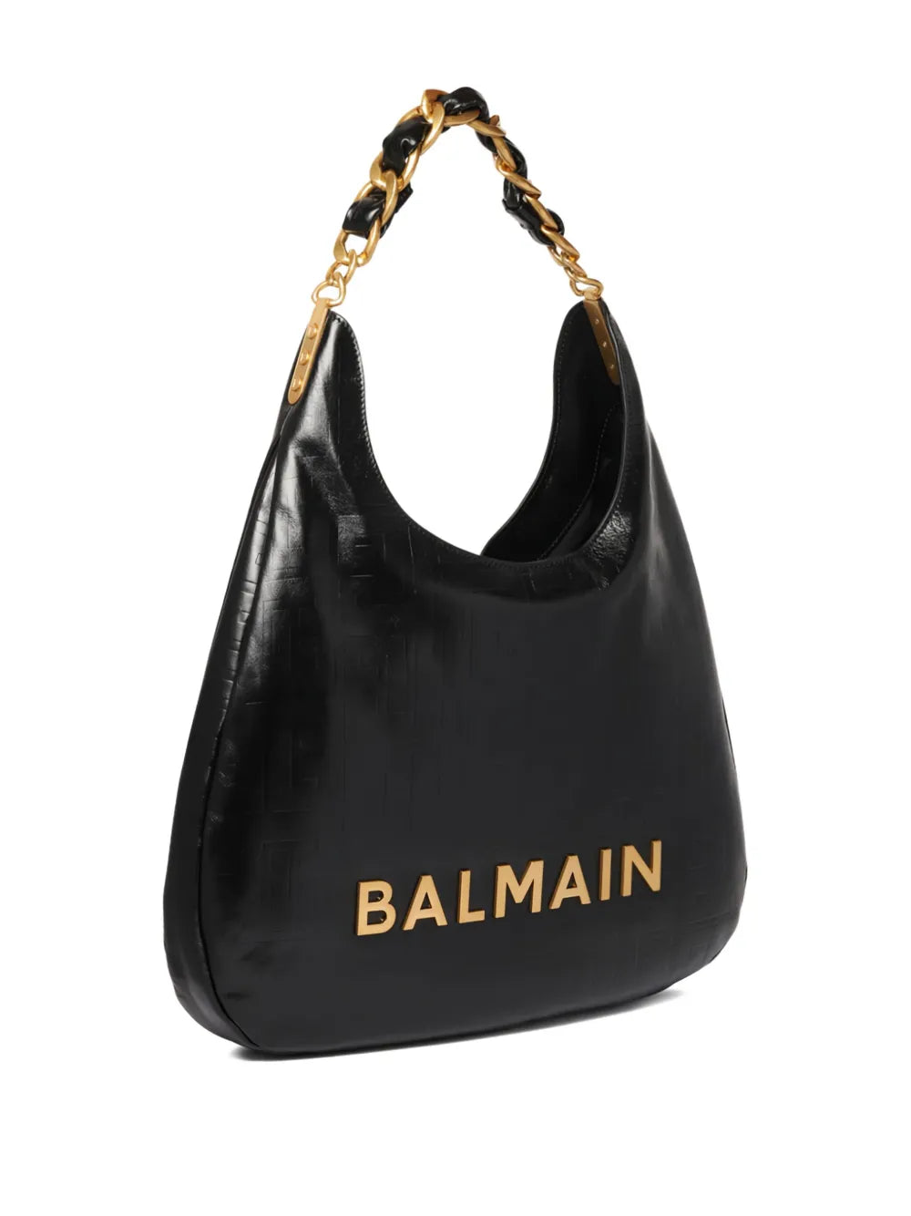 Balmain 1945 Crinkled Leather Shoulder Bag — Same as shown — Size One Size — Back View