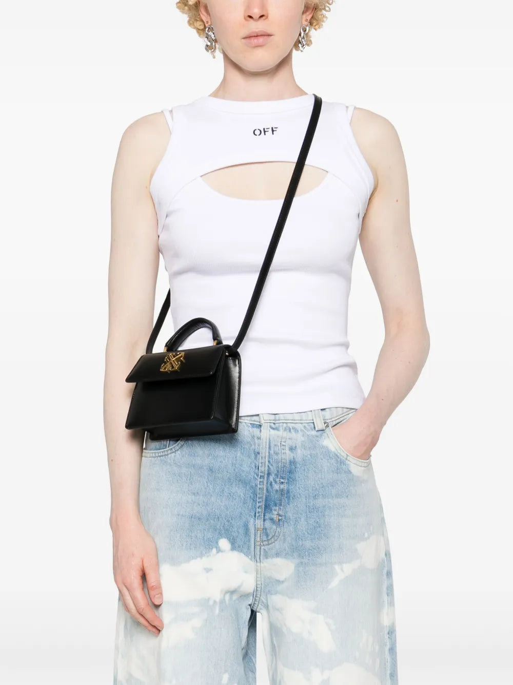 Off White Baby Jitney Leather Shoulder Bag — Same as shown — Size One Size — Side View
