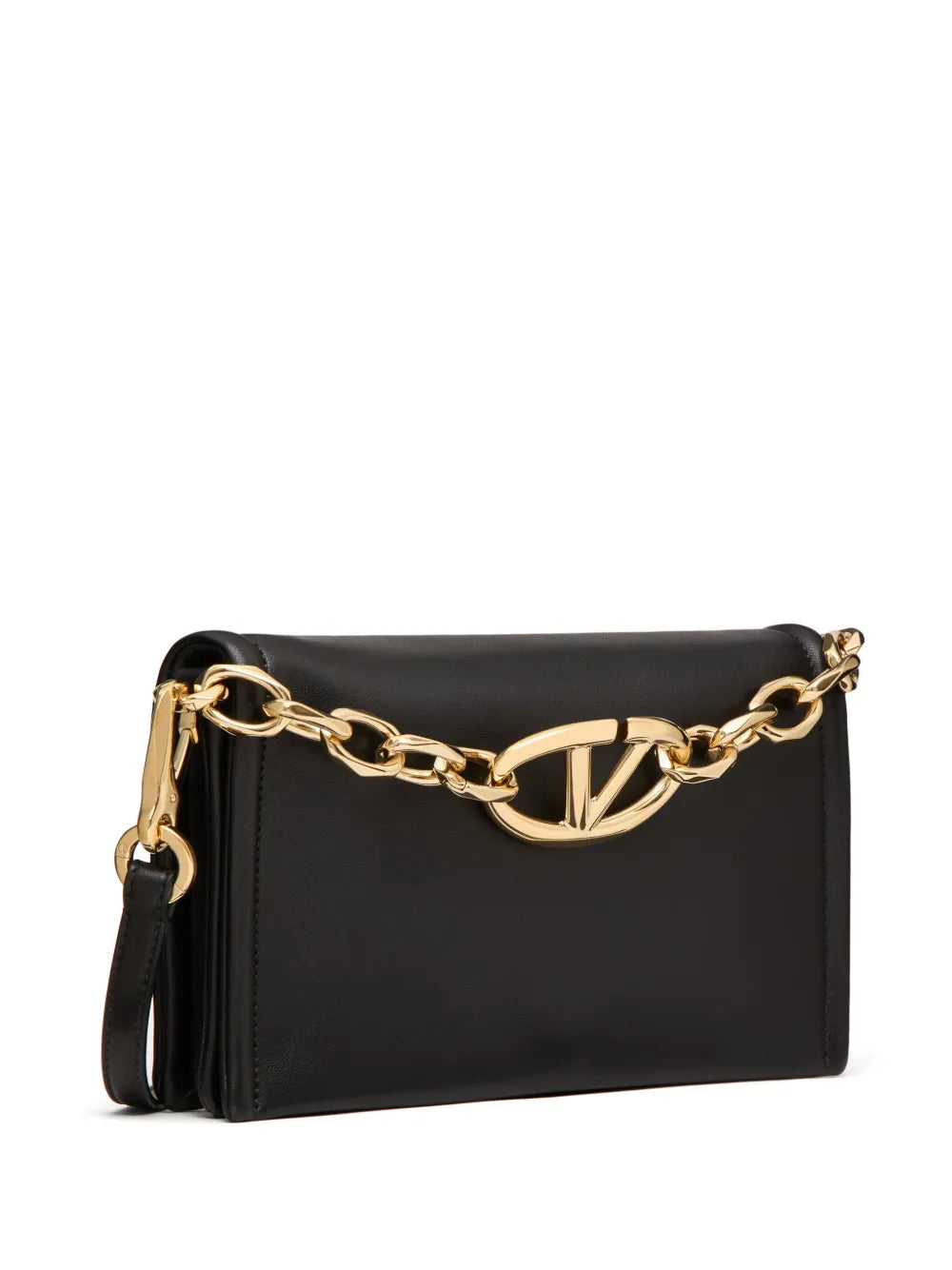 Valentino Garavani Vlogo Chain Leather Clutch Bag — Same as shown — Size One Size — Back View