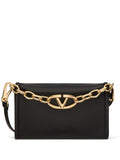 Valentino Garavani Vlogo Chain Leather Clutch Bag — Same as shown — Size One Size — Front View