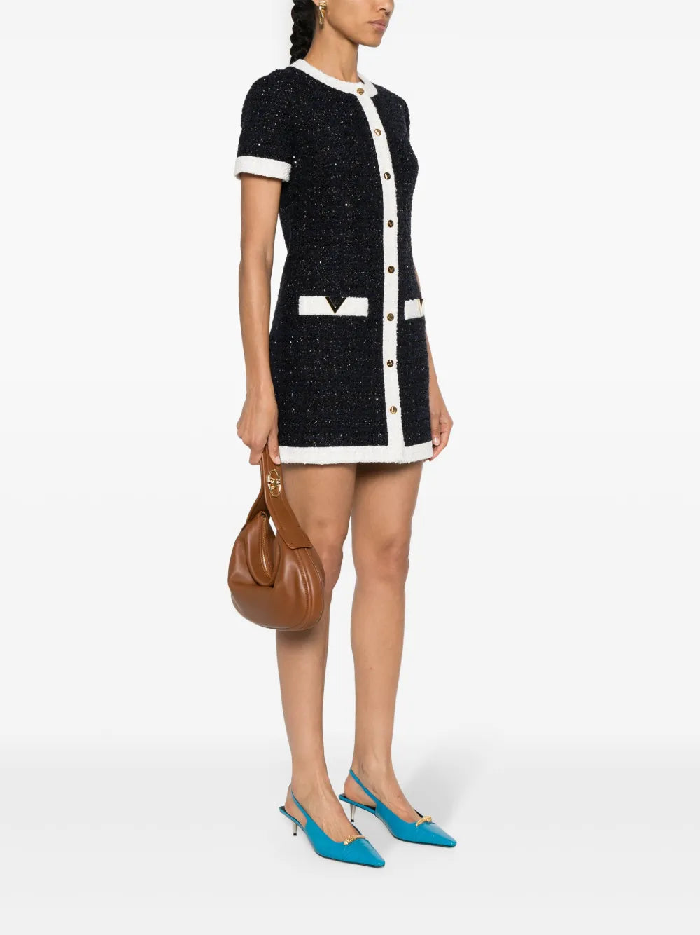 Valentino Garavani Vlogo Leather Shoulder Bag — Same as shown — Size One Size — Side View