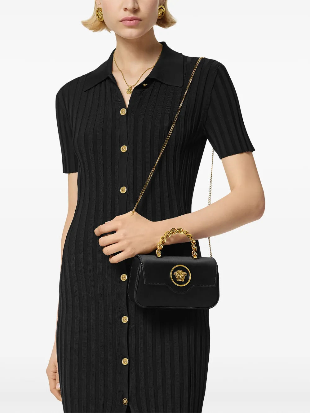 Versace La Medusa Satin Mini Bag — Same as shown — Size One Size — Side View