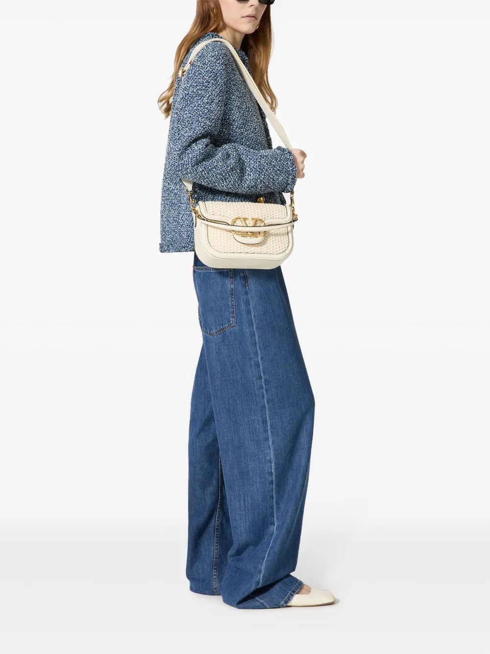 Valentino Garavani Alltime Woven Leather Shoulder Bag — Same as shown — Size One Size — Side View