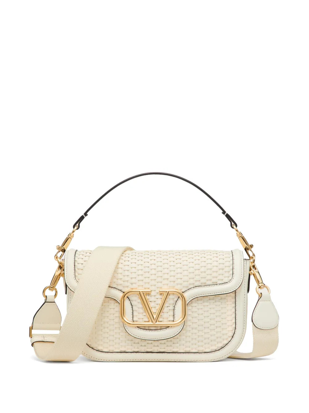 Valentino Garavani Alltime Woven Leather Shoulder Bag — Same as shown — Size One Size — Front View