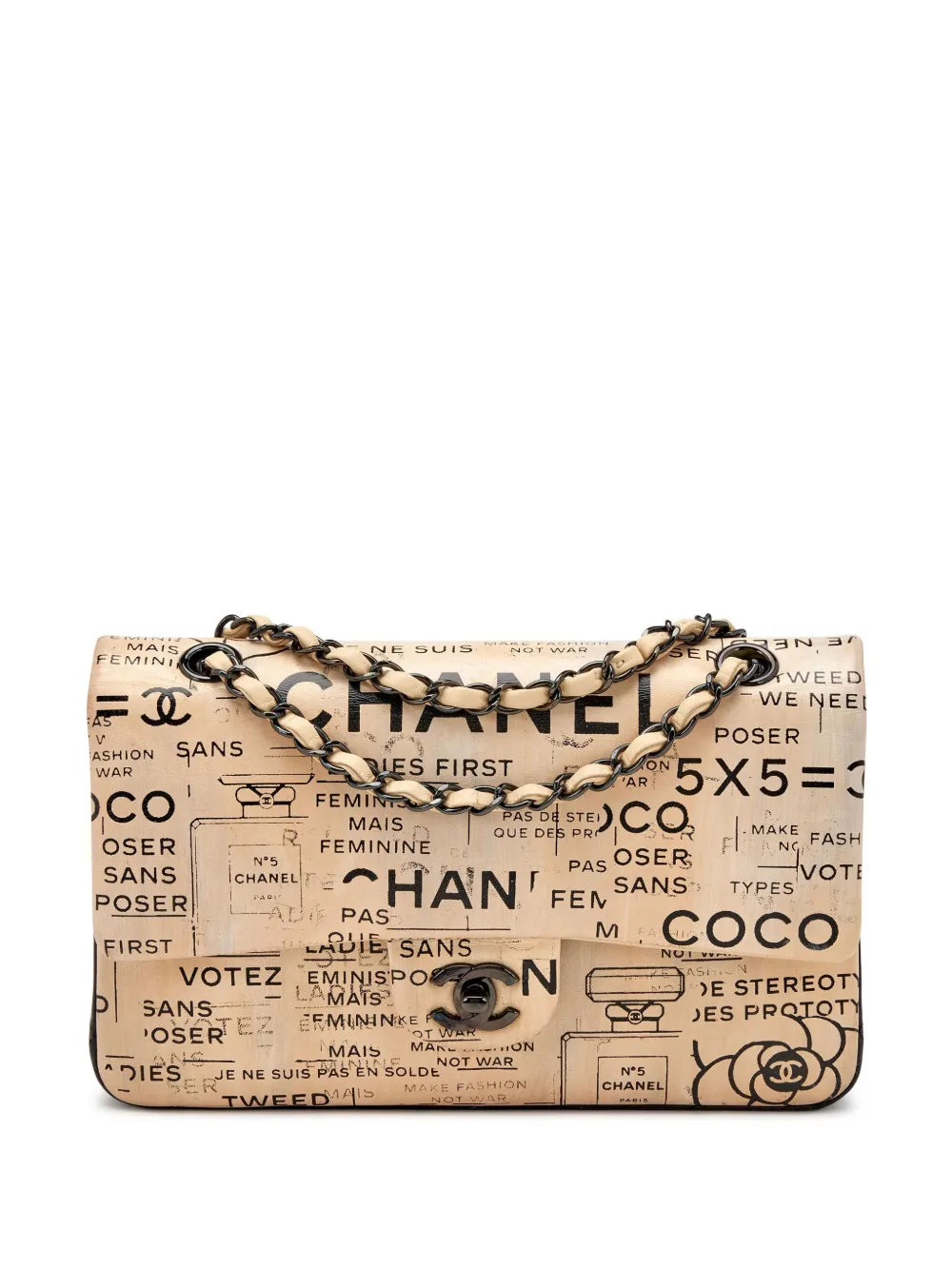 Chanel Pre Owned 2016 Newspaper Double Flap Shoulder Bag — Same as shown — Size One Size — Front View