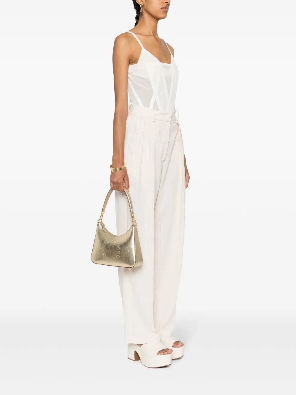 Stella Mccartney Studded Logo Metallic Shoulder Bag — Same as shown — Size One Size — Side View