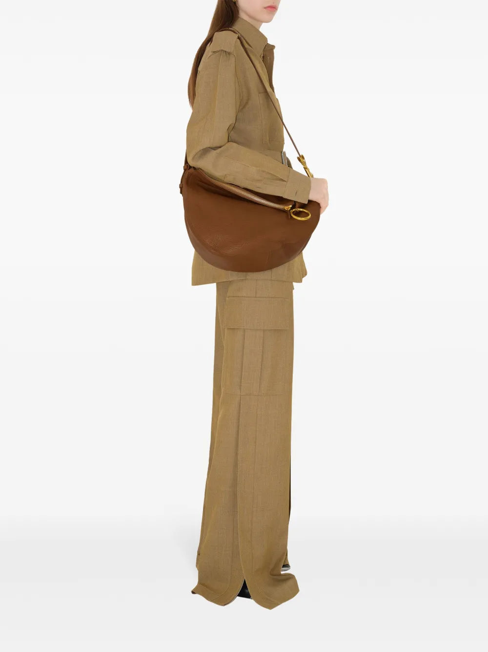 Burberry Medium Knight Leather Shoulder Bag — Same as shown — Size One Size — Side View