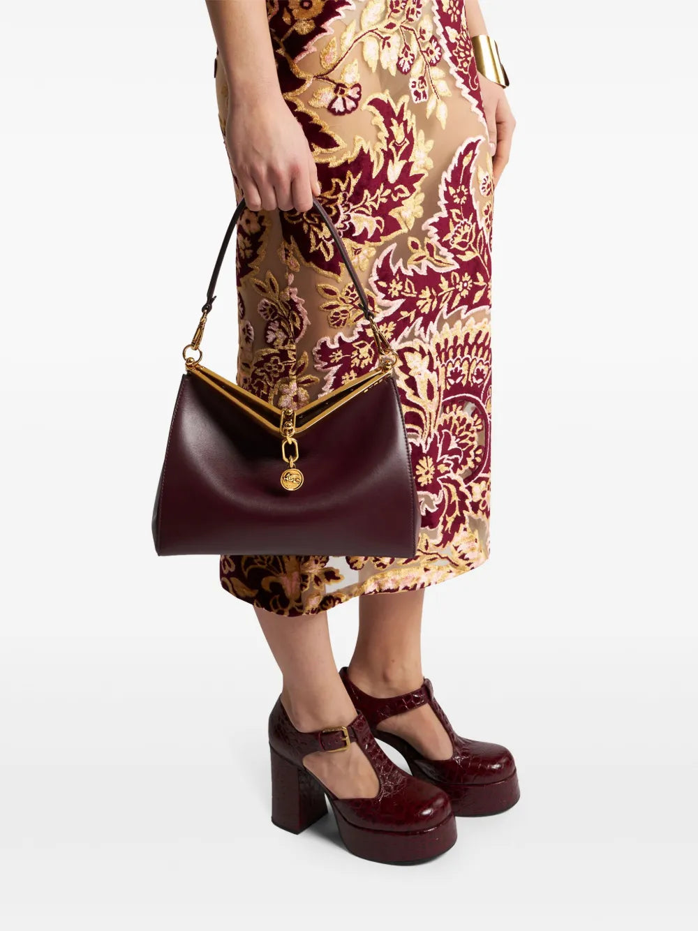 Etro Medium Vela Leather Shoulder Bag — Same as shown — Size One Size — Side View